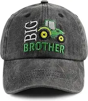 [Hatxasdim] Big Brother Tractor Hats for Boys, Funny Cotton Embroidered Tractor Kids Baseball Cap