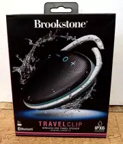 NEW Brookstone Bluetooth Travel Clip Wireless IPX6 Speaker - Waterproof