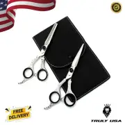 Silver Fancy Hairdressing Scissors Barber Hair Cutting Thinning Scissors Shears