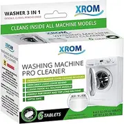 XROM Washing Machine Cleaner Tablets 3 in 1 Formula, Washer Deep Cleaning, Remove And Dissolve Odor Causing Residues, For Front and Top Load Washers, Powerful Descaler, 6 Tablets Count