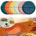 6Pcs Divided Dinner Plates 3 Compartment Unbreakable Dinner Diet Plates toMPy