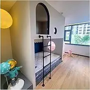 Wall Mounted Ladder for Bunk Bed, Home Decor & Shelves, Strong Thicken Metal Tube for Safe Climbing, Camper Trailer RVs Metal Climbing Ladder, Floor-Standing & Hooks Lofted Be,5.5FT/1.68M/66