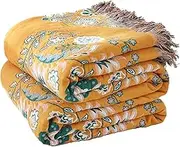 Boho Throw Blanket, 100% Pure Premium Cotton Ultra Soft Farmhouse Reversible Blanket with Tassels for Bed Sofa Couch Chair Bedspread Quilt Decor Gift(80''x 90'')