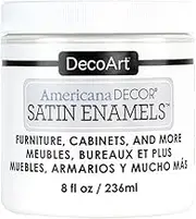 DecoArt Satin Enamels Acrylic Paint, 8 fl. oz. Jar, Pure White (Pack of 1)