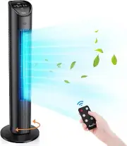 36'' Tower Fan with Remote, 75° Oscillating Fan, Bladeless Fan with 3 Modes, 3 S
