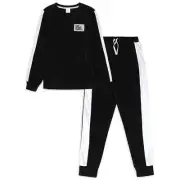Wonder Nation Boys Long Sleeve Color Block Weekend Pajamas-Black-Large (10/12)
