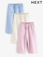 Pink/Blue/Oatmeal Wide Leg Joggers 3 Pack (3mths-7yrs) (E53972) | $46 - $55