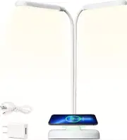 LED Desk Lamp with Wireless Charger Touch Dimmable Table Light for Home Office