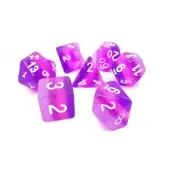 TEG - 7 Purple w/ White Layered Polyhedral Dice New Polyhedral Dice Sets