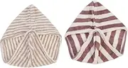 IWOWHERO 2Pcs Supple Shower Caps Soft Dry Hair Towel for Quick Drying Comfortable Bathing Supplies for All Hair Types Includes Striped Grey Striped Cap