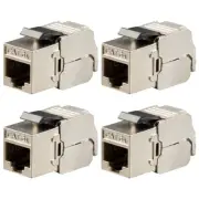 4x Cat6A RJ45 Slim Keystone Jack LAN Network 180 Degree Die Cast Shielded Module
