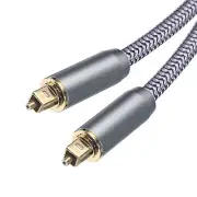 Fiber Optic Audio Cable Braided Digital Audio Optic Cable 4.9 Ft for TV Silver