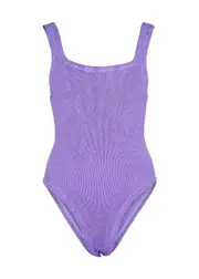 Hunza G Seersucker Swimsuit, Swimwear, Lilac - One Size One Size