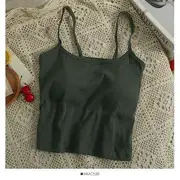Plain Cami Top with Pads in 5 Colors Dark Gray - One Size