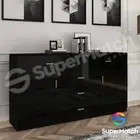 High Gloss Buffet Cabinet Sideboard Table Storage Shelf 2 Doors 5 Drawers Black