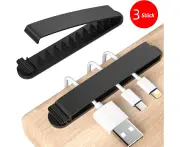 Pack of 3 cable holder cable clips,for power cord,desk organizerBlack