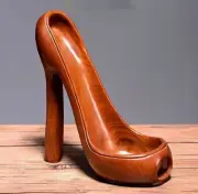 1 Pcs Hua Li Wood Carved High-heeled Shoe Wine Rack Bottle Holder Storage Decor
