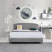 Curved King Bed Deluxe Headboard BedHead Linen Fabric Night Ash