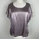 Nation LTD Taupe Mauve Ruffle Hammered Satin NWT Top Medium