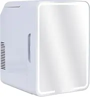 Advwin Mini Fridge for Skincare, Makeup Fridge with Dimmable LED Mirror, Suitable for Cosmetics, SkinCare and Drinks, White