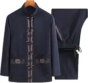 [Generic] Kung Fu Tops Uniform Tang Men Chinese Traditional Clothing Martial Arts,Spring Autumn Tang Suit Men Long Sleeve Chinese Embroidered Jacket