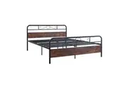 Foret Bed Frame Metal King Size Modern Wooden Headboard Bedroom Base Platform