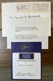 1972 Richard Nixon Signed Bookplate For The President's Memoirs w Envelope New