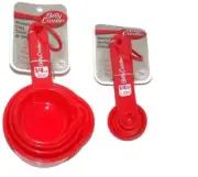 Measuring Cups & Spoons Red Plastic 8 PC Set