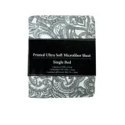 Printed Microfiber Sheet Set Single Grey Paisley