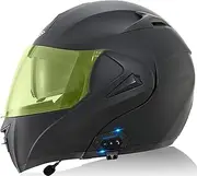 Modular Helmet Flip-Up Motorbike Helmet with Bluetooth Full Face Dual Visor Motorcycle Helmet for Adult Men Women Cruiser Motorcycle DOT/ECE Approved Motocross Helmet