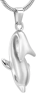 DOTUIARG Dolphin Stainless Steel Memorial Jewellery Hold Pet Funeral Ashes Keepsake Cremation Urn Pendant Necklace