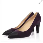 Chanel Gabrielle Coco Eggplant Suede Satin Black Cap Toe Pumps Eu 38.5
