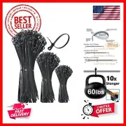 300Pcs Zip Ties Assorted Sizes Black Zip Ties with Screw Hole 6/8.6/12 Inch C...