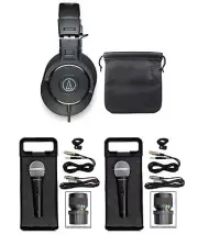 Audio Technica ATH-M30X Pro Studio Monitor Collapsible Headphones+2) Microphones