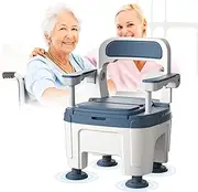 Adjustable Commode Toilet Chair,Mobile Portable Adult Toilets,Bedside Commode Seat with Handles,Sturdy Support-Slip Resistant,Bedside Toilet Chair Potty Chair,Ideal for Elderly