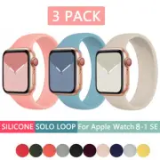 3 Pack Solo Loop Silicone Strap Band For Apple Watch iWatch Ultra2 9 8 7 6 5 4