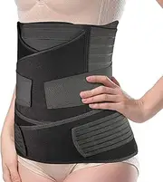 [HiVing] 3 in 1 Postpartum Support - Recovery Belly/Waist/Pelvis Belt Shapewear (One Size (US 4-12), Black)