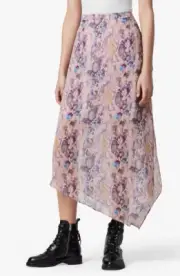 AllSaints Rhea Masala Skirt Mink Pink Snake Women Sz 2 NEW NWT N51
