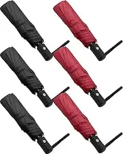 [Reginary] 6 Pack Windproof Travel Umbrellas Bulk Automatic Open and Close Umbrella Collapsible Folding Rain Umbrella Portable Umbrella for Men Women and Kids