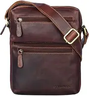 STILORD Moritz Small Leather Shoulder Bag Brown Vintage Messenger Bag for Men with Multiple Compartments for 10.1 Inch Tablet iPad Genuine Buffalo Leather