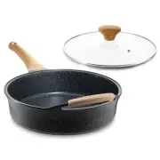 Deep Nonstick Frying Pan with Lid, 4.5 QT Swiss Granite Coating Sauté Pan, 12...