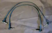 2 TRS 1/4 To 1/4 Patch Cables 2 Ft Stereo Right Angle To Right Angle