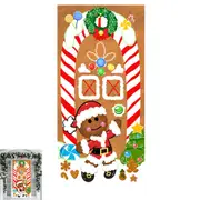 Christmas Door Cover Decoration Santa Claus Hanging Wall Banner for Home Front Door Xmas Decoration -Gingerbread Man