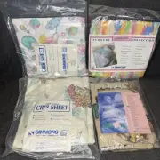Lot of 4 Vintage Crib Sheets Simmons, Lambs & Ivy Baby Crib Sheets Bears NEW VTG