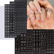 10 Sheets Airbrush Nail Stencils Stickers for Nail Art, 3D Self-Adhesive Butterfly Heart Snowflake French Design Hollow Printing Template Stencil Nail Guide Supplies for DIY Manicure Décor.