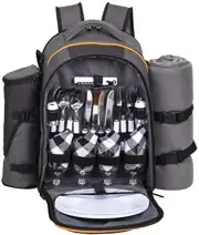 Hap Tim Picnic Basket Backpack for 4 Person with Insulated Cooler Compartment, W