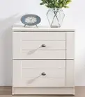 Merryluk Harriet Bedside Table with 2 Drawers Side Table Storage Cabinet White