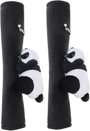 DINHEAROM 1pair Adorable Panda Plush Seat Strap for Boy Girl Fluffy Shoulder Pads for Neck Support Car Decoration Soft Cushion for Enhanced Safety Comfort