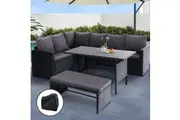 Gardeon Outdoor Dining Set Sofa Lounge Setting Chairs Table Bench Black Cover