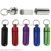 Lot of 10 - Aluminum Pill Case Keychain ID Holder Inner Container Silver Color